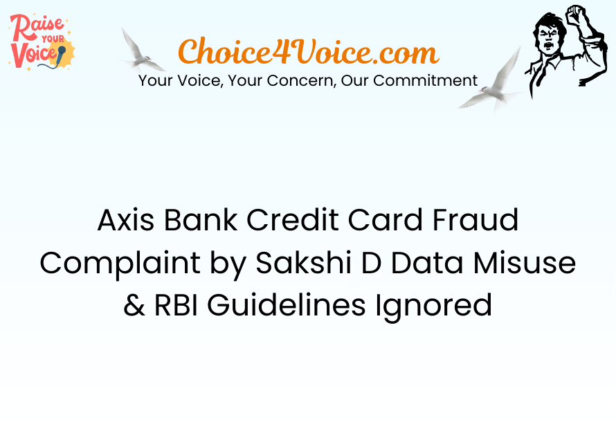Axis Bank Credit Card Fraud Complaint by Sakshi D Data Misuse & RBI Guidelines Ignored