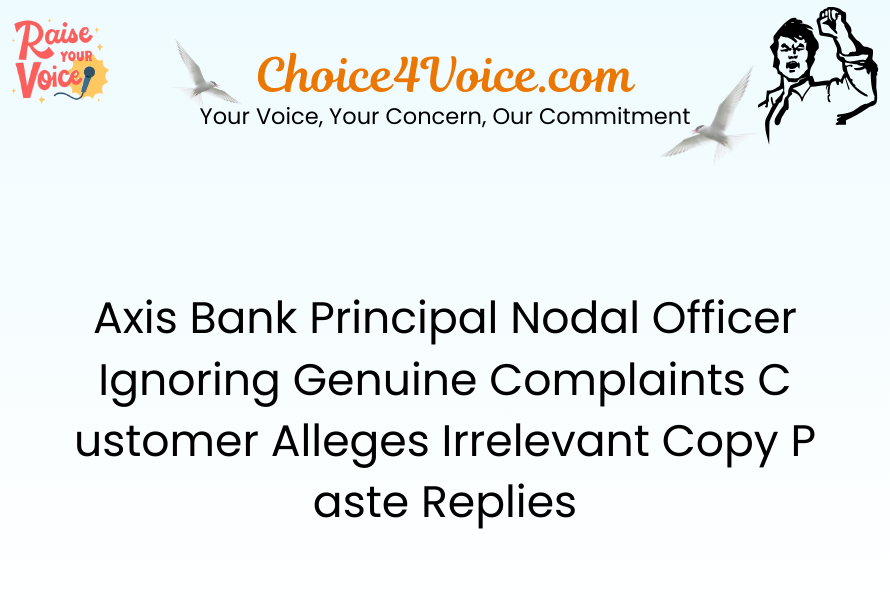 Axis Bank Principal Nodal Officer Ignoring Genuine Complaints – Customer Alleges Irrelevant Copy-Paste Replies