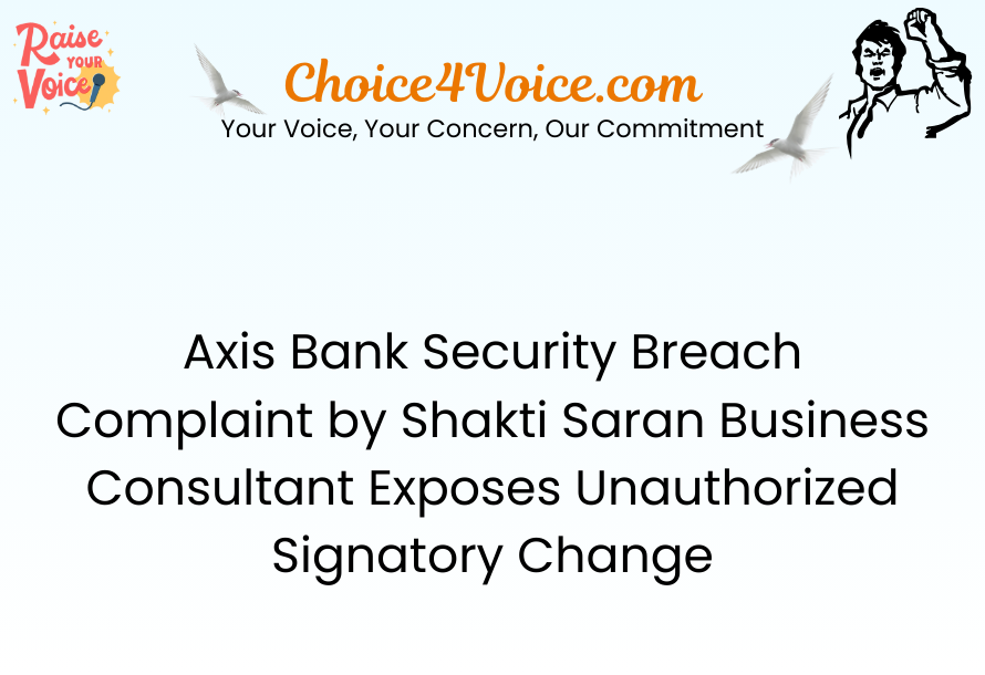 Axis Bank Security Breach Complaint by Shakti Saran Business Consultant Exposes Unauthorized Signatory Change