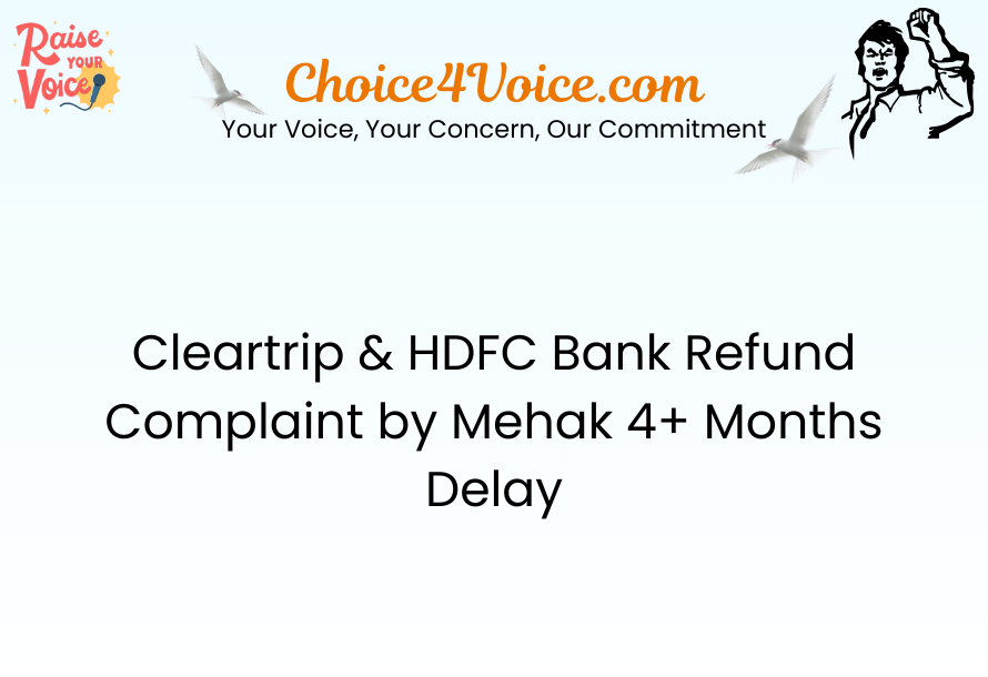 Cleartrip & HDFC Bank Refund Complaint by Mehak 4+ Months Delay