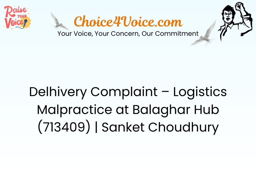 Delhivery Complaint – Logistics Malpractice at Balaghar Hub (713409) Sanket Choudhury