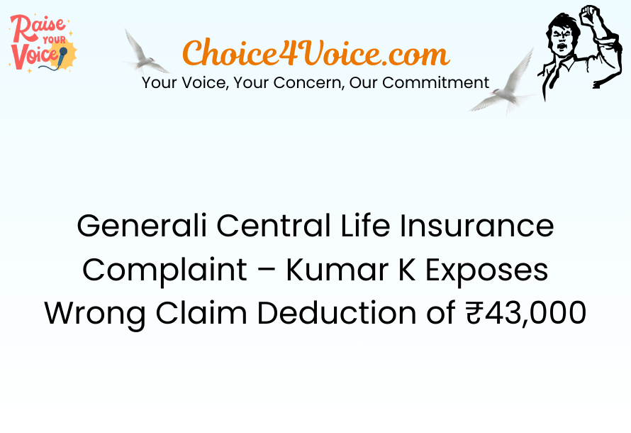 Generali Central Life Insurance Complaint – Kumar K Exposes Wrong Claim Deduction of ₹43,000