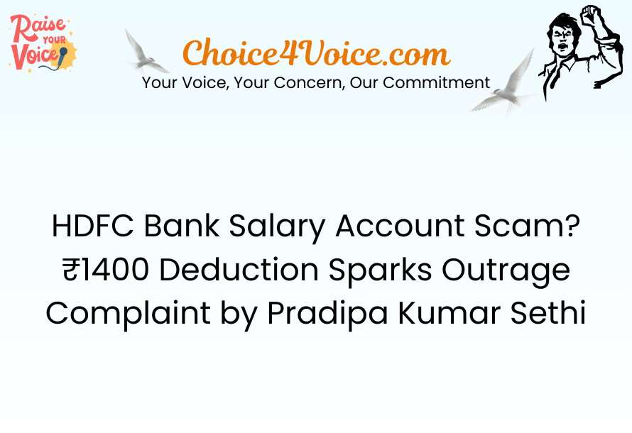 HDFC Bank Salary Account Scam ₹1400 Deduction Sparks Outrage Complaint by Pradipa Kumar Sethi