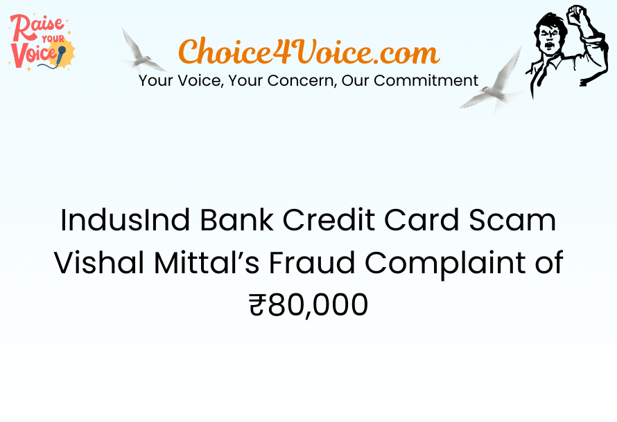 IndusInd Bank Credit Card Scam – Vishal Mittal’s Fraud Complaint of ₹80,000