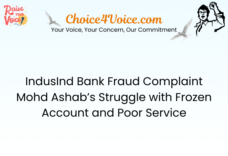 IndusInd Bank Fraud Complaint – Mohd Ashab’s Struggle with Frozen Account and Poor Service