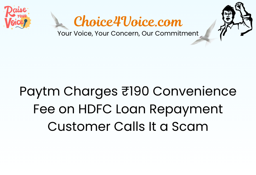 Paytm Charges ₹190 Convenience Fee on HDFC Loan Repayment – Customer Calls It a Scam