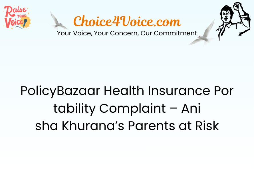 PolicyBazaar Health Insurance Portability Complaint – Anisha Khurana’s Parents at Risk