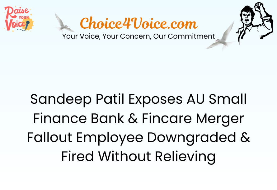Sandeep Patil Exposes AU Small Finance Bank & Fincare Merger Fallout Employee Downgraded & Fired Without Relieving