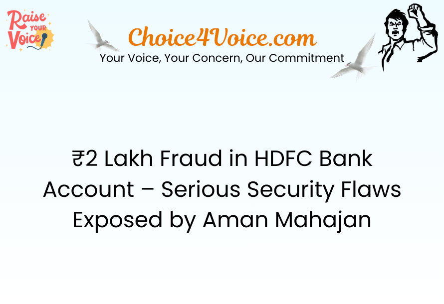 ₹2 Lakh Fraud in HDFC Bank Account – Serious Security Flaws Exposed by Aman Mahajan