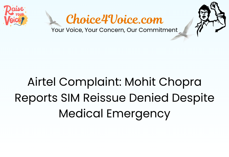 Airtel Complaint Mohit Chopra Reports SIM Reissue Denied Despite Medical Emergency