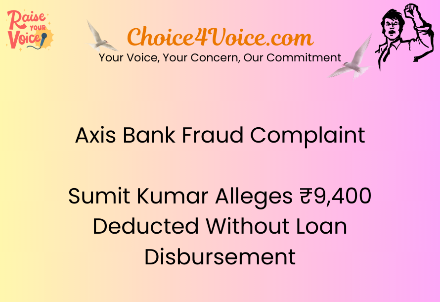 Axis Bank Fraud Complaint Sumit Kumar Alleges ₹9,400 Deducted Without Loan Disbursement