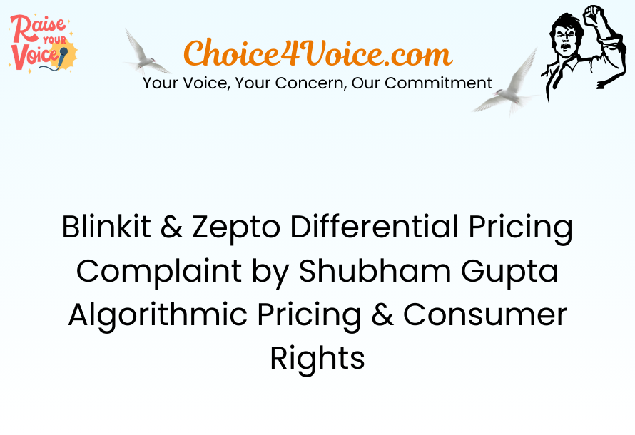 Blinkit & Zepto Differential Pricing Complaint by Shubham Gupta Algorithmic Pricing & Consumer Rights