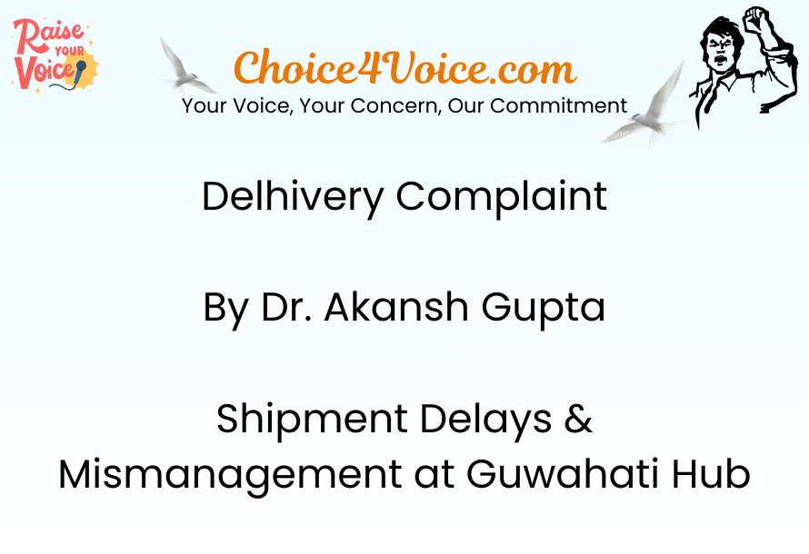Delhivery Complaint by Dr. Akansh Gupta Shipment Delays & Mismanagement at Guwahati Hub