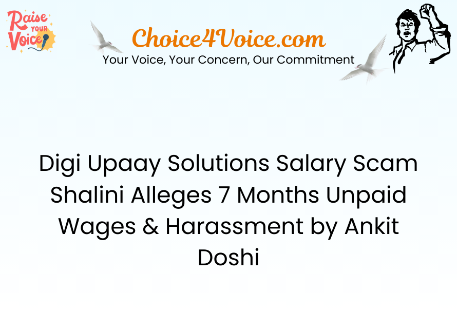 Digi Upaay Solutions Salary Scam – Shalini Alleges 7 Months Unpaid Wages & Harassment by Ankit Doshi