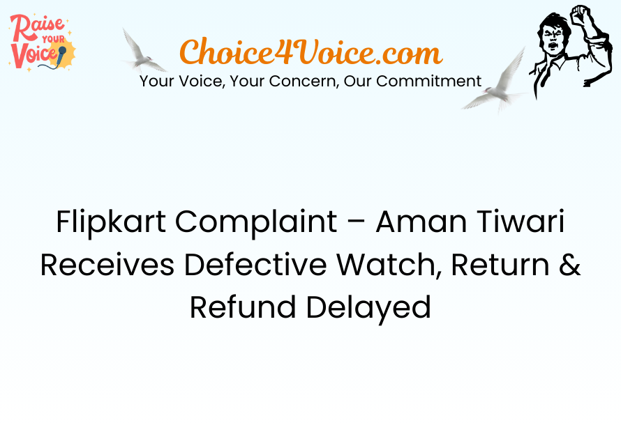 Flipkart Complaint – Aman Tiwari Receives Defective Watch Return Refund Delayed