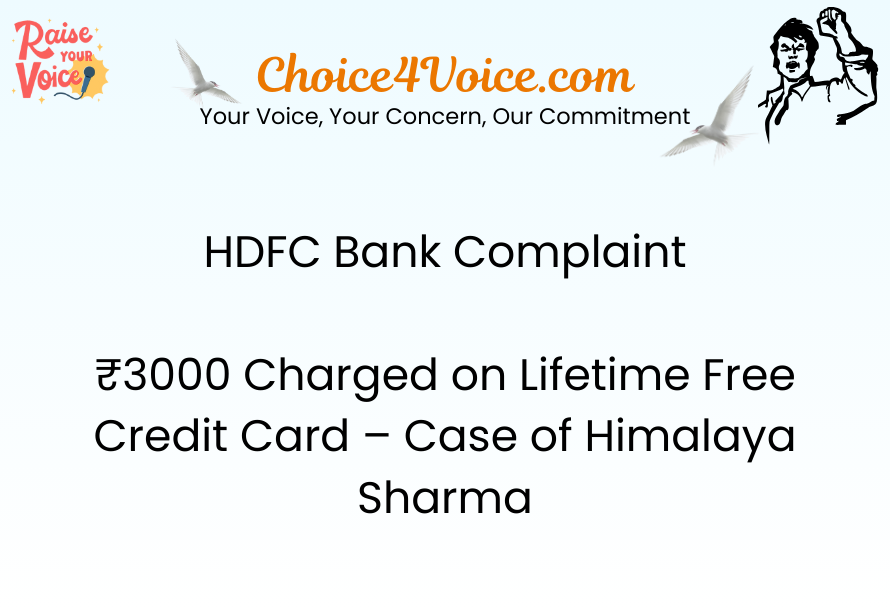 HDFC Bank Complaint ₹3000 Charged on Lifetime Free Credit Card – Case of Himalaya Sharma