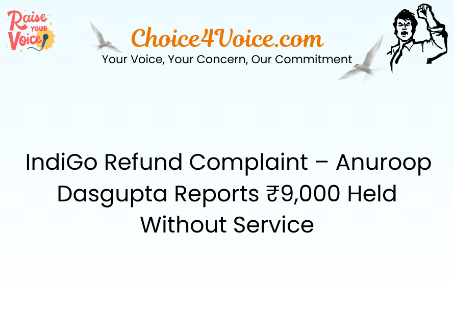 IndiGo Refund Complaint – Anuroop Dasgupta Reports ₹9,000 Held Without Service