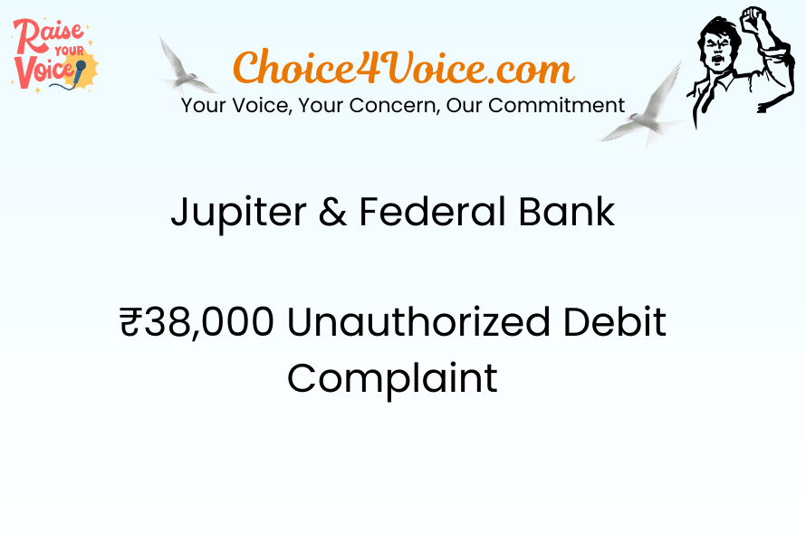 Jupiter & Federal Bank ₹38,000 Unauthorized Debit Complaint