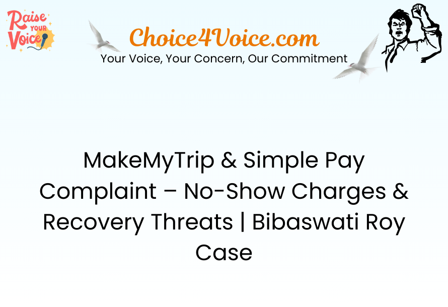 MakeMyTrip & Simple Pay Complaint – No-Show Charges & Recovery Threats Bibaswati Roy Case