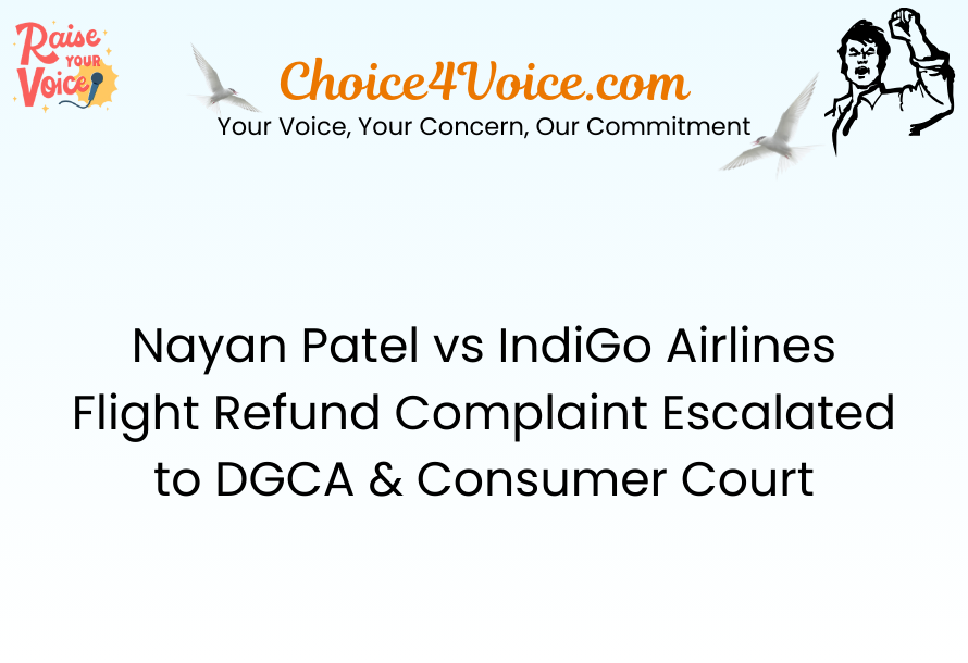 Nayan Patel vs IndiGo Airlines – Flight Refund Complaint Escalated to DGCA & Consumer Court
