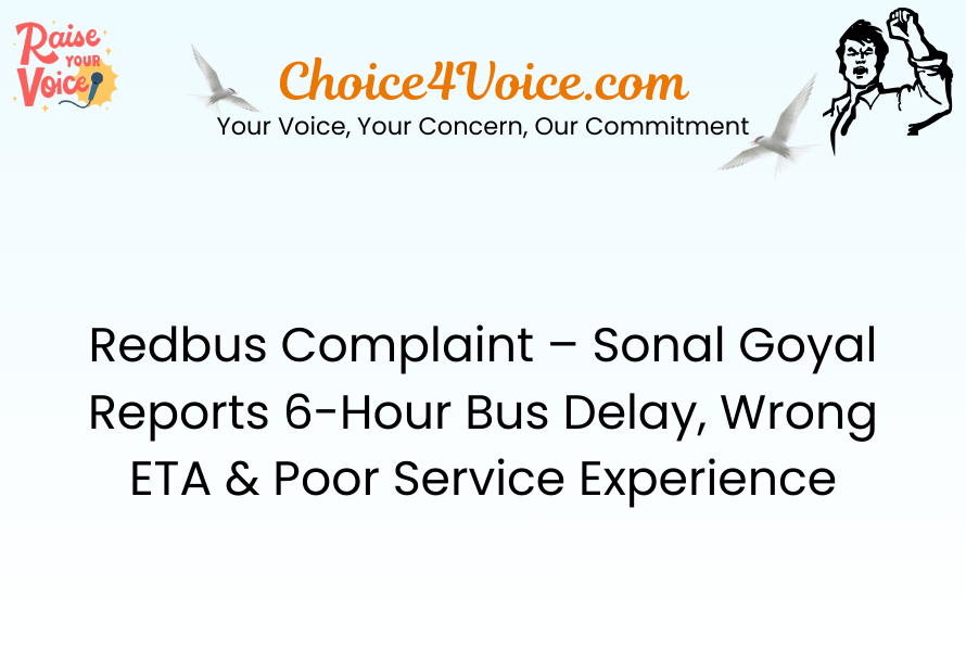 Redbus Complaint – Sonal Goyal Reports 6-Hour Bus Delay, Wrong ETA & Poor Service Experience