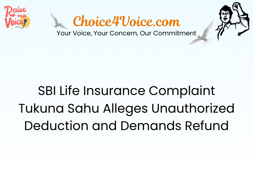 SBI Life Insurance Complaint Tukuna Sahu Alleges Unauthorized Deduction and Demands Refund