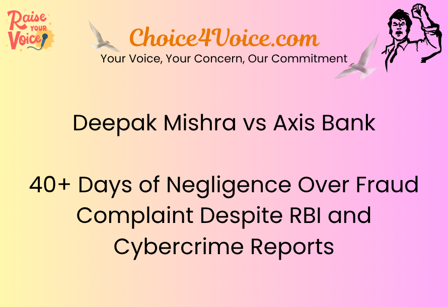 Deepak Mishra vs Axis Bank 40+ Days of Negligence Over Fraud Complaint Despite RBI and Cybercrime Reports