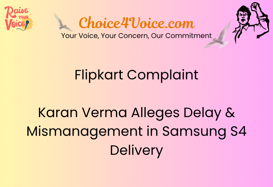 Flipkart Complaint Karan Verma Alleges Delay & Mismanagement in Samsung S4 Delivery