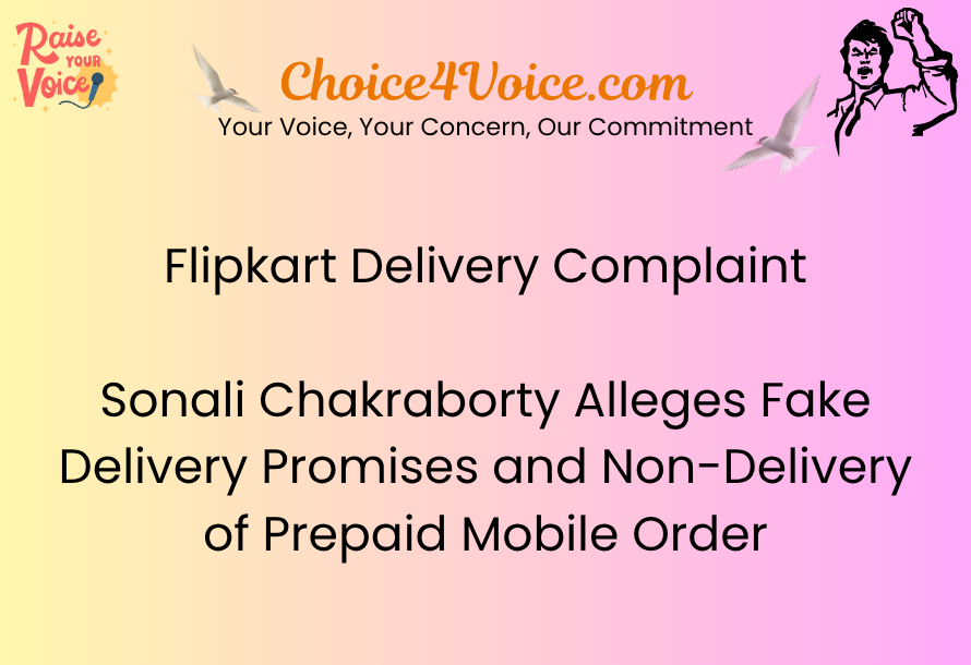 Flipkart Delivery Complaint Sonali Chakraborty Alleges Fake Delivery Promises and Non-Delivery of Prepaid Mobile Order