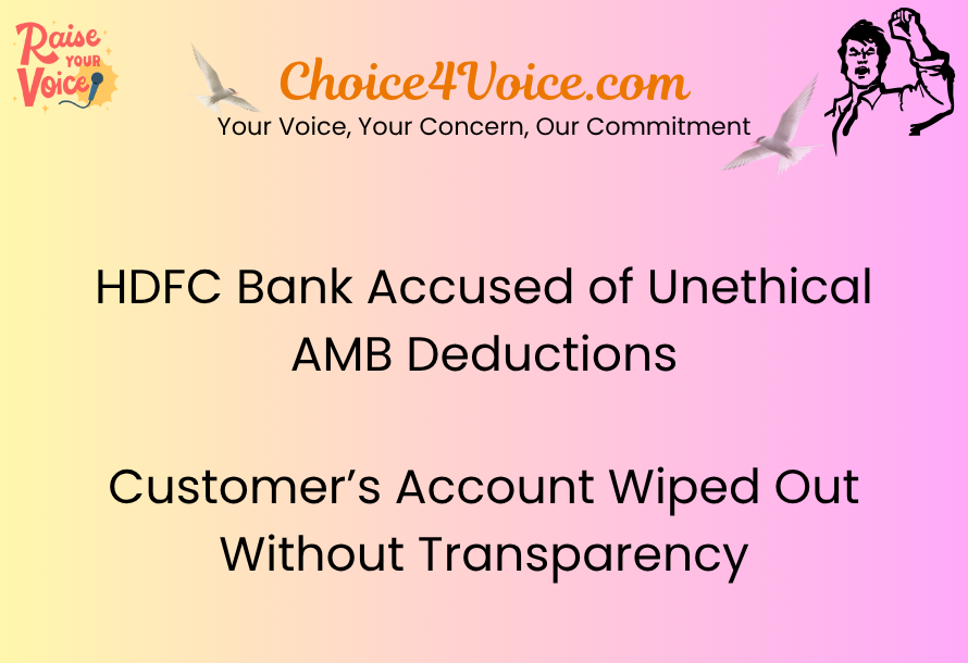 HDFC Bank Accused of Unethical AMB Deductions Customer’s Account Wiped Out Without Transparency