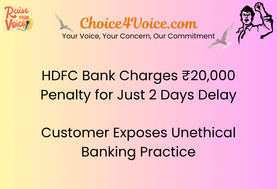 HDFC Bank Charges ₹20,000 Penalty for Just 2 Days Delay – Customer Exposes Unethical Banking Practice