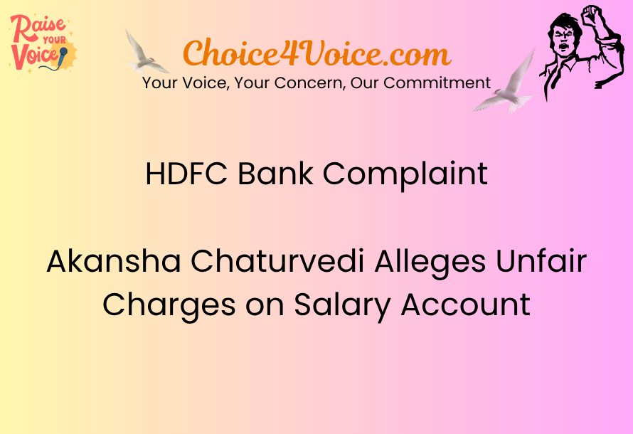 HDFC Bank Complaint Akansha Chaturvedi Alleges Unfair Charges on Salary Account