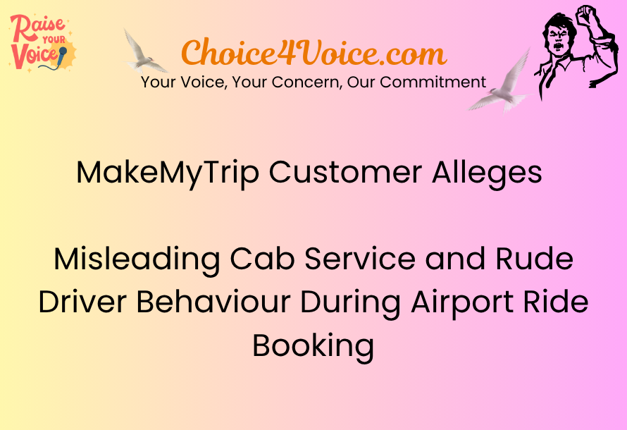 MakeMyTrip Customer Alleges Misleading Cab Service and Rude Driver Behaviour During Airport Ride Booking