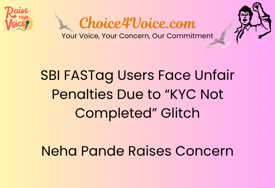 SBI FASTag Users Face Unfair Penalties Due to “KYC Not Completed” Glitch — Neha Pande Raises Concern
