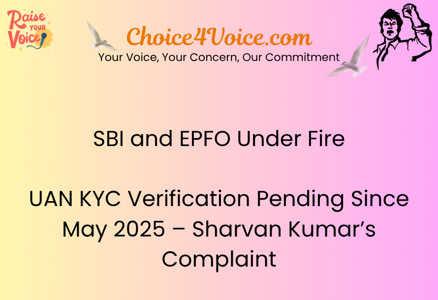 SBI and EPFO Under Fire UAN KYC Verification Pending Since May 2025 – Sharvan Kumar’s Complaint