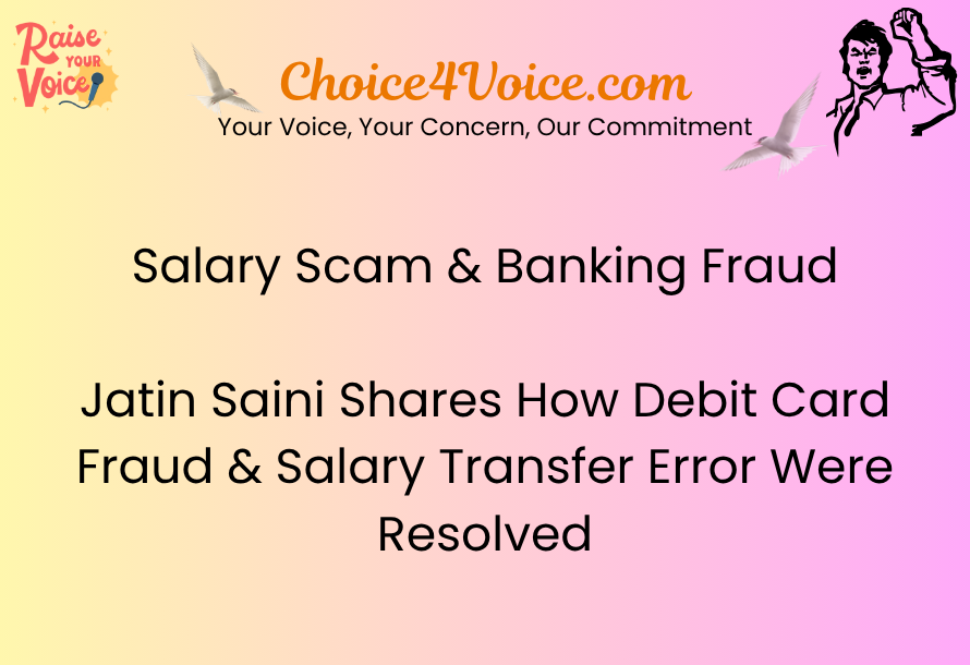 Salary Scam & Banking Fraud Jatin Saini Shares How Debit Card Fraud & Salary Transfer Error Were Resolved