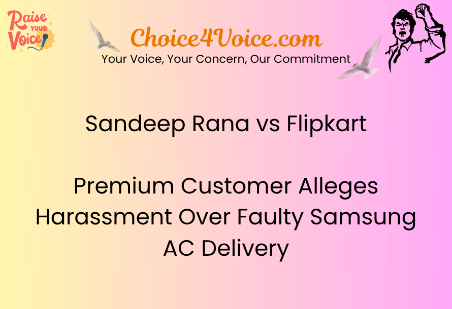 Sandeep Rana vs Flipkart Premium Customer Alleges Harassment Over Faulty Samsung AC Delivery