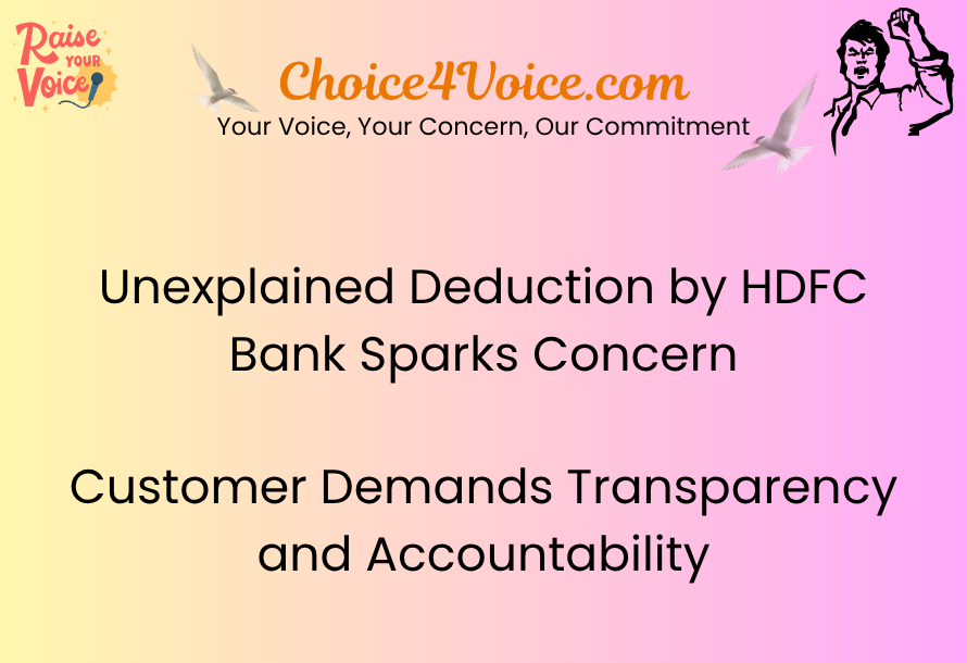 Unexplained Deduction by HDFC Bank Sparks Concern — Customer Demands Transparency and Accountability