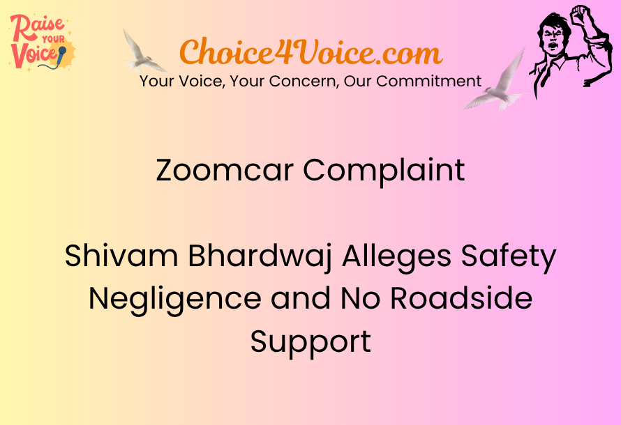 Zoomcar Complaint Shivam Bhardwaj Alleges Safety Negligence and No Roadside Support