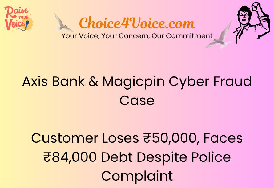 Axis Bank & Magicpin Cyber Fraud Case Customer Loses ₹50,000, Faces ₹84,000 Debt Despite Police Complaint