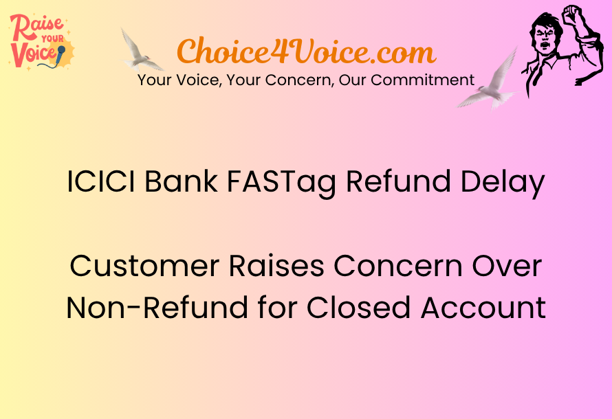 ICICI Bank FASTag Refund Delay Customer Raises Concern Over Non-Refund for Closed Account