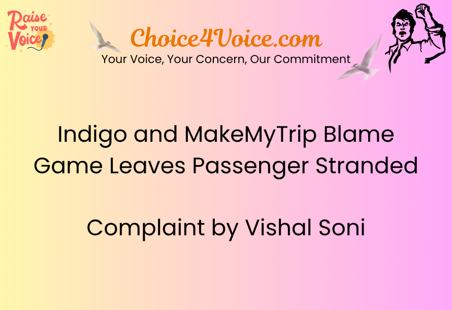 Indigo and MakeMyTrip Blame Game Leaves Passenger Stranded — Complaint by Vishal Soni