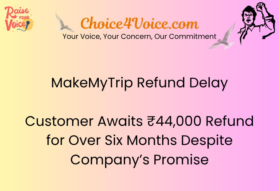 MakeMyTrip Refund Delay: Customer Awaits ₹44,000 Refund for Over Six Months Despite Company’s Promise