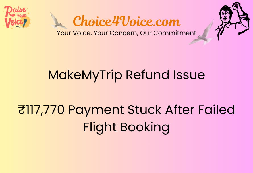 MakeMyTrip Refund Issue ₹117,770 Payment Stuck After Failed Flight Booking