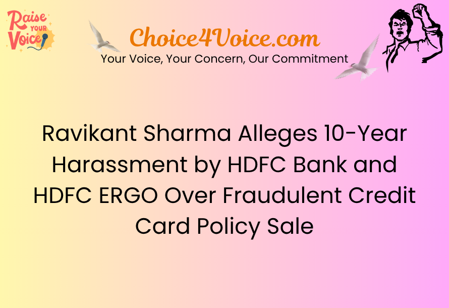 Ravikant Sharma Alleges 10-Year Harassment by HDFC Bank and HDFC ERGO Over Fraudulent Credit Card Policy Sale
