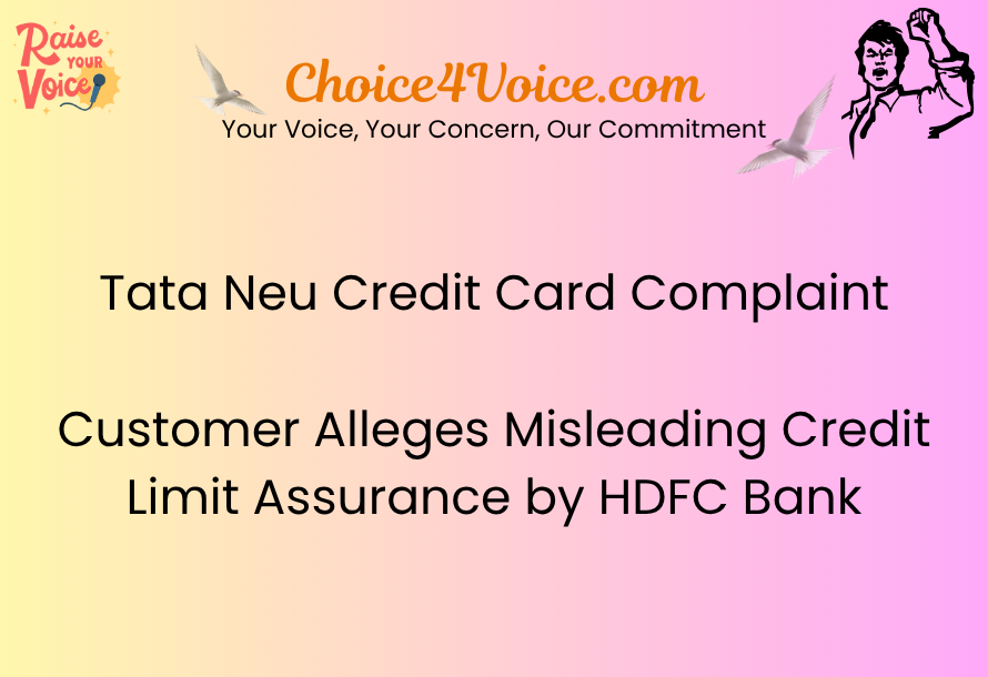 Tata Neu Credit Card Complaint: Customer Alleges Misleading Credit Limit Assurance by HDFC Bank