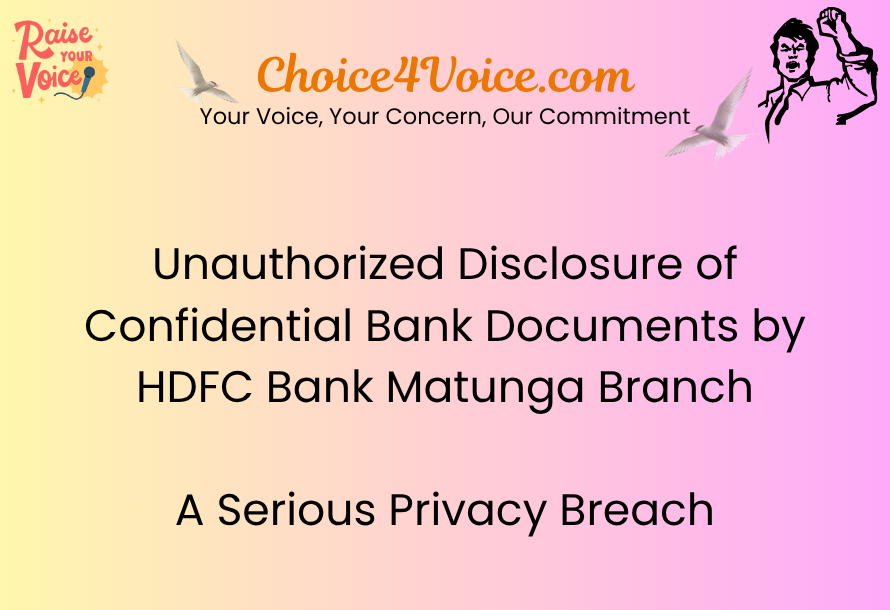 Unauthorized Disclosure of Confidential Bank Documents by HDFC Bank Matunga Branch A Serious Privacy Breach