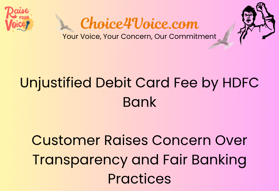 Unjustified Debit Card Fee by HDFC Bank – Customer Raises Concern Over Transparency and Fair Banking Practices